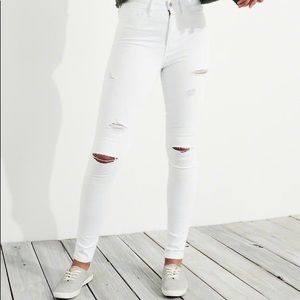 Hollister high rise super skinny white jeans
